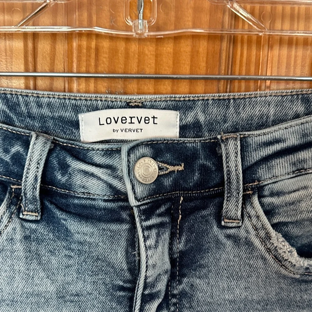 Lovervet by Vervet Women's Cropped Distressed Blue Jeans - Picture 2 of 3